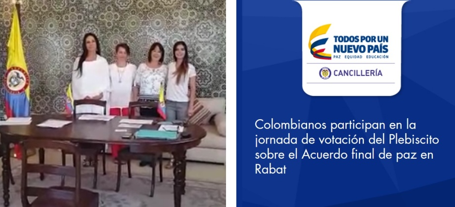 Colombianos participan en la jornada de votación del Plebiscito sobre el Acuerdo final de paz en Rabat